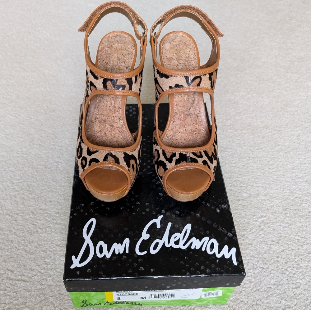 Sam Edelman Kendall Leopard Wedges, Size 8